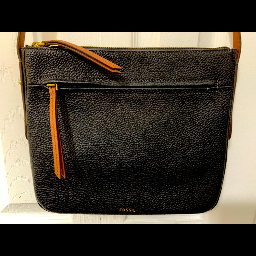 Fossil Gemma Black Leather Shoulder Bag Purse